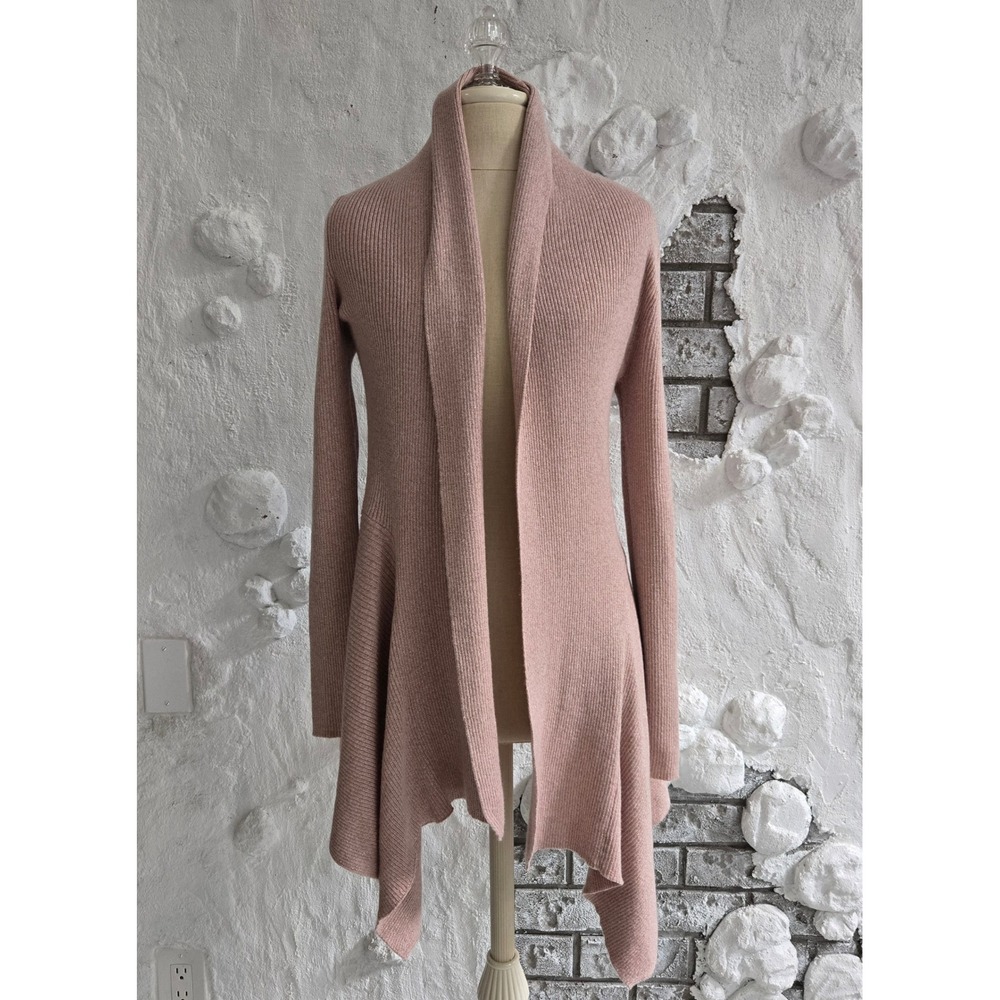 White House Black Market Pink Metallic Ribbed Shawl Handkerchief Cardigan XS